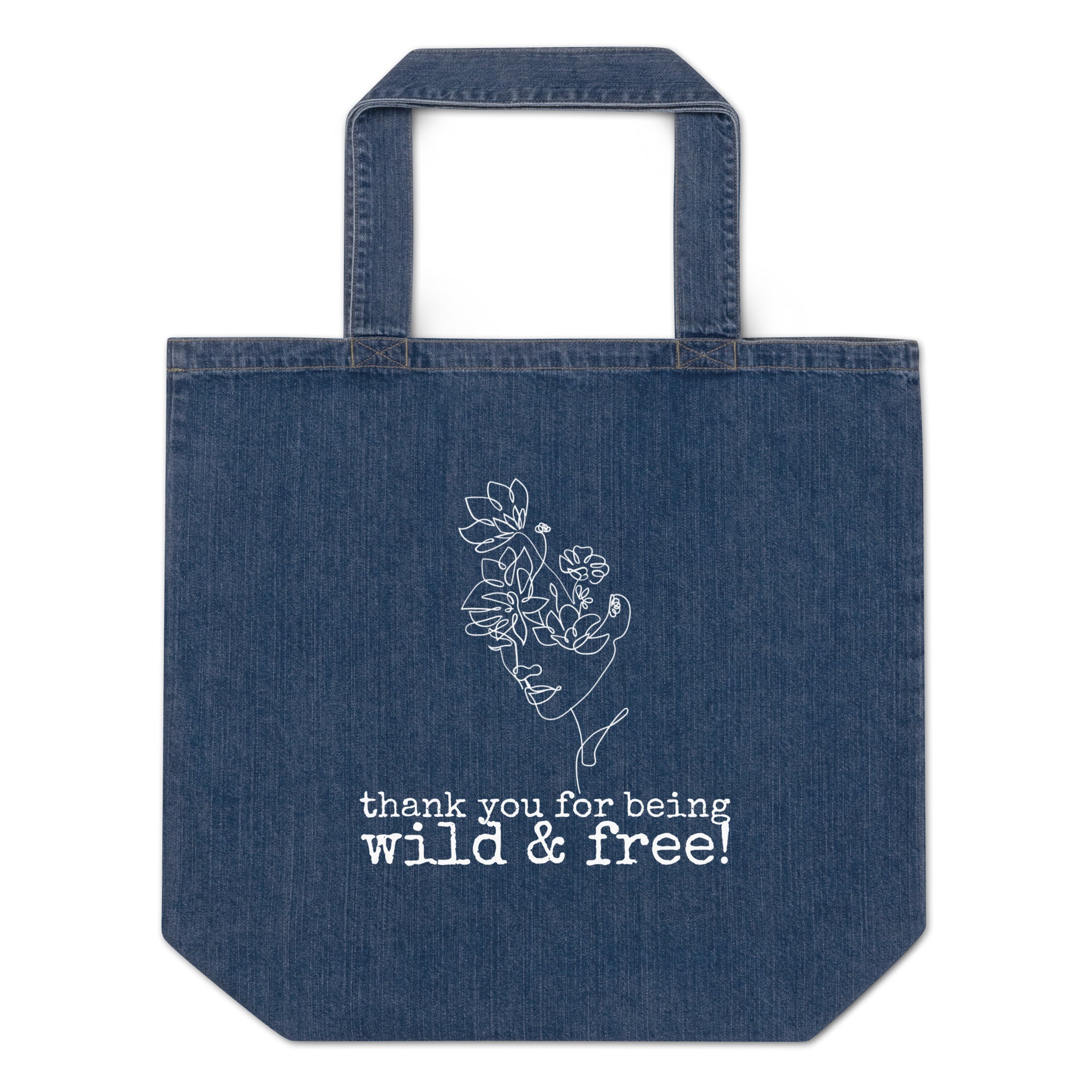 organic denim tote bag